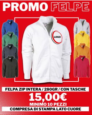 Promo Felpa Zip Totale Marsupio