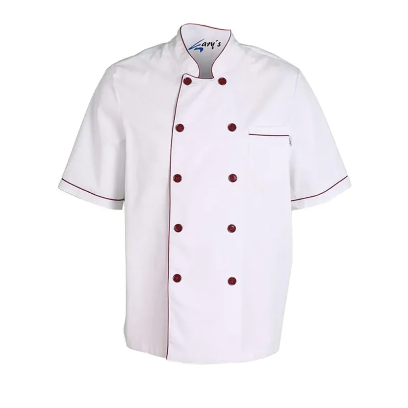 GIACCA CUCINA UNISEX MANICHE CORTE/BORDEAUX