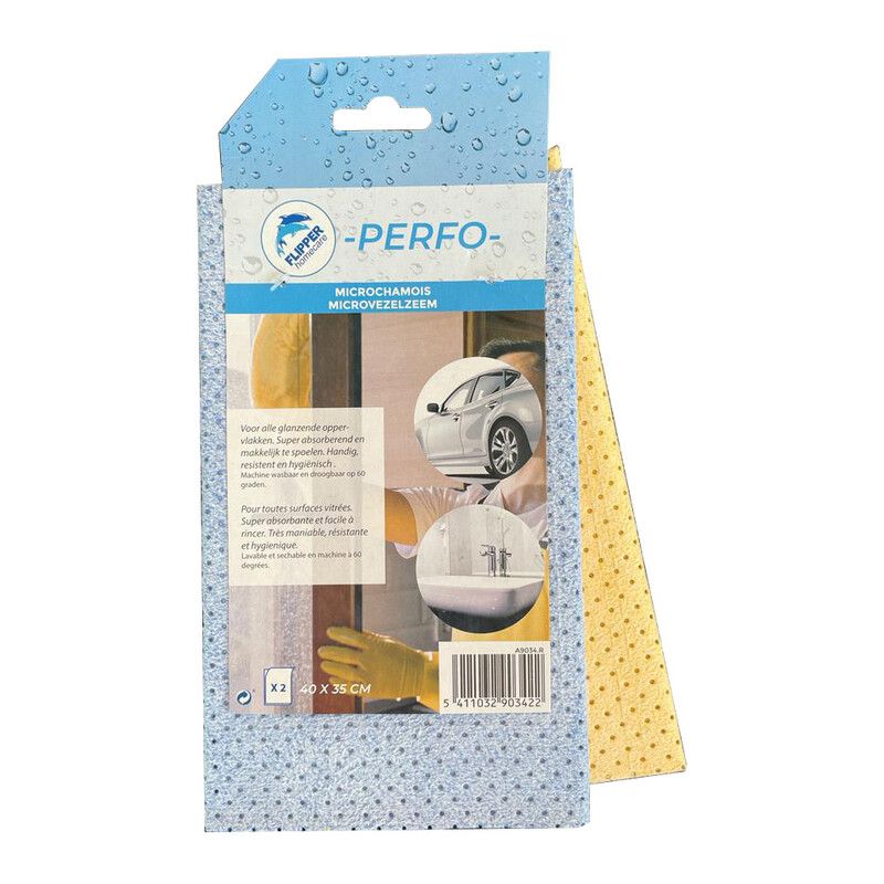 MICROZEEMVEL 40X35 CM PERFO FLIPPER SET 2 (GEEL/BLAUW)