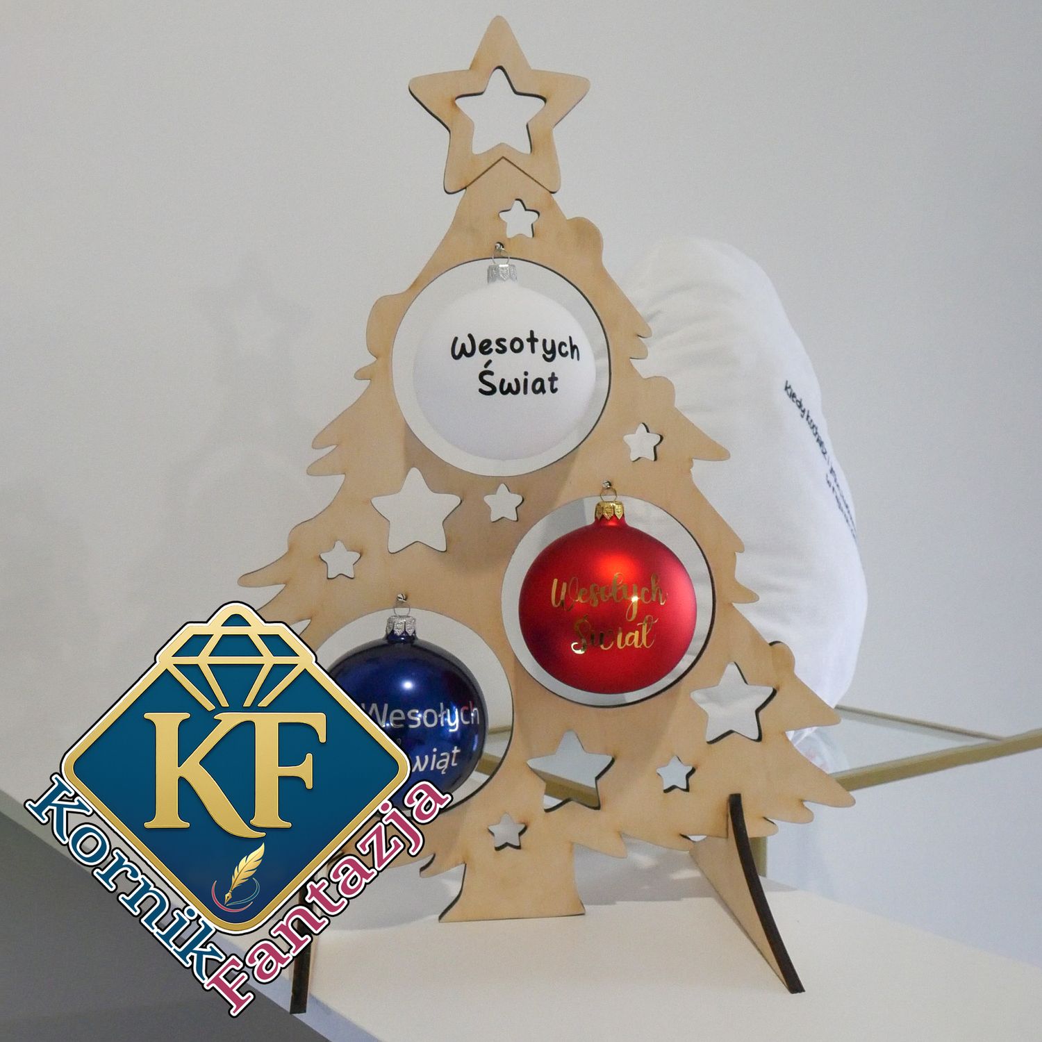 Choinka z bombkami, bombki, choinka, dekoracja, malowana, personalizowana, warianty