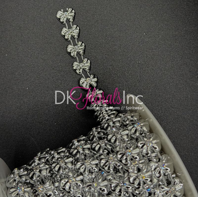 Silver Bows Rhinestone Bling w/ Real stone