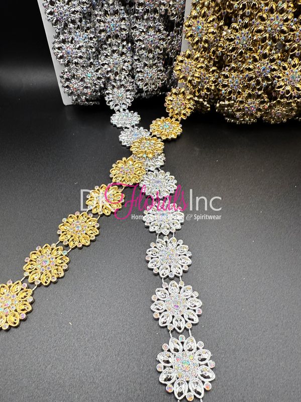 Large Flower Rhinestone Bling w/ Real stone