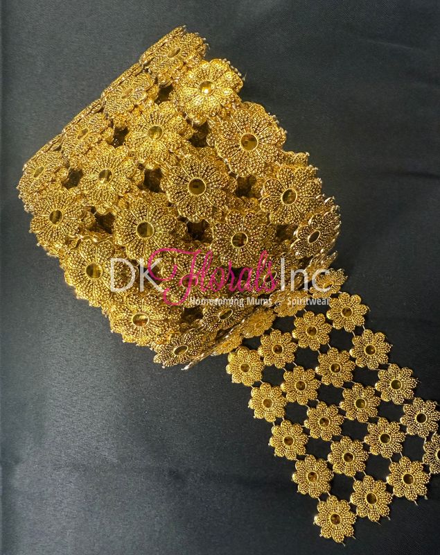 Brassy Gold Large Floral Bling