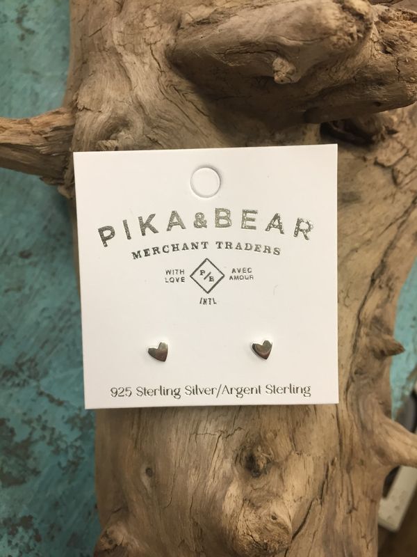 Pika and Bear heart Stud Earrings