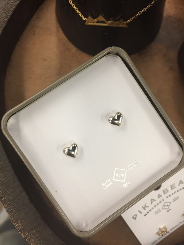 Pika and Bear Puffy Heart Earrings