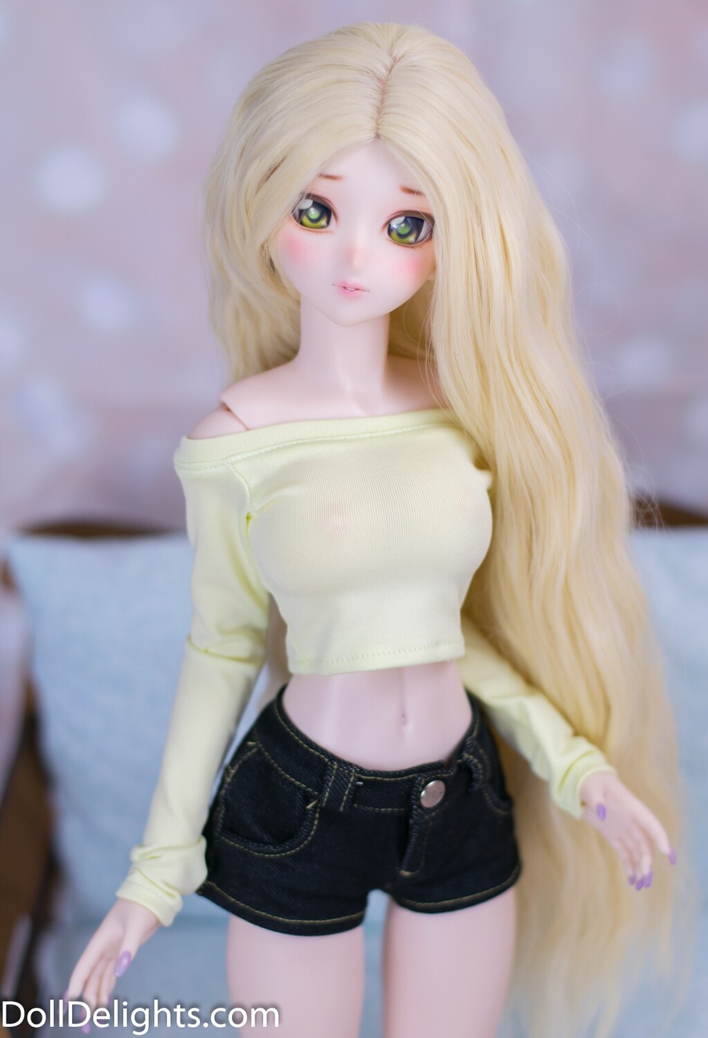 Cold Shoulder Crop Top - Yellow
