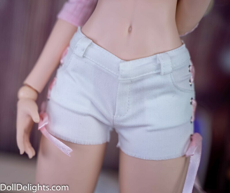 Lace Up Shorts - White