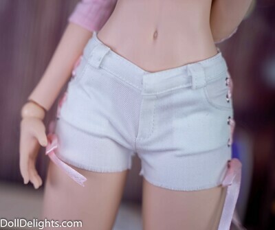 Lace Up Shorts - White