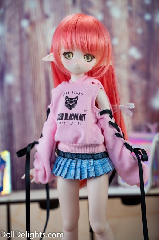 Open Ribbon Sleeve Tokyo Blackheart Hoodie - Pink Open Ribbon Sleeve Tokyo Blackheart Hoodie - Pink