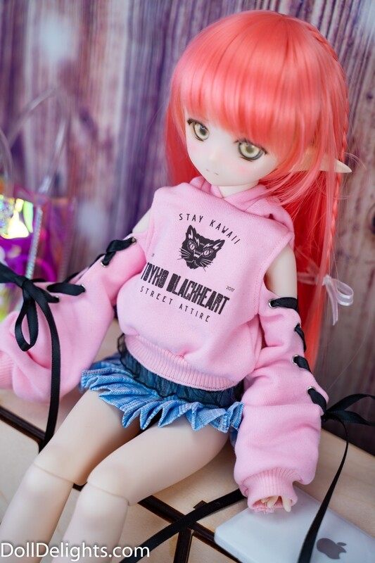 Open Ribbon Sleeve Tokyo Blackheart Hoodie - Pink