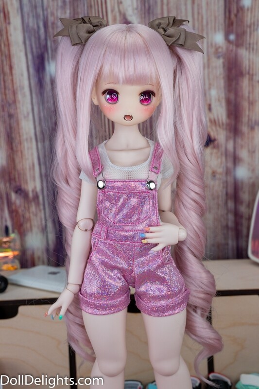 Holo-Sparkle Overall Shorts - Pink Holo-Sparkle Overall Shorts - Pink