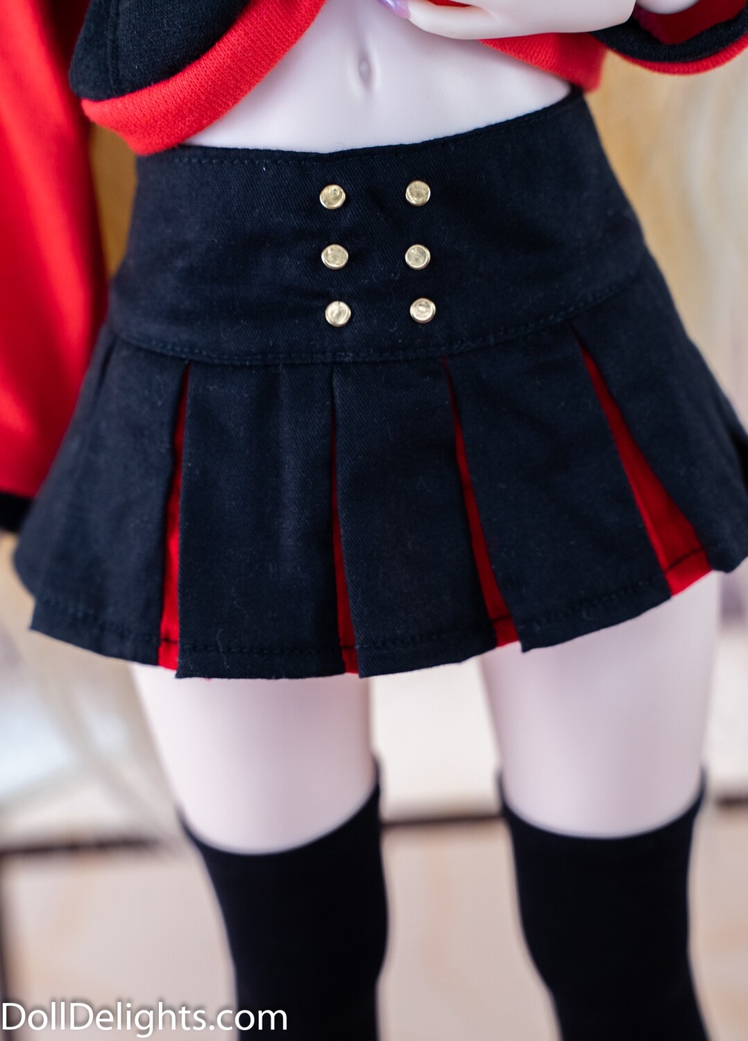 Box Pleated Skirt - Black & Red Box Pleated Skirt - Black & Red