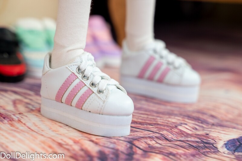 Platform 3 Stripe Sneakers - White / Pink