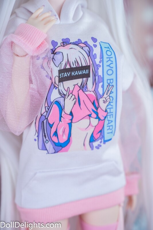 Tokyo Blackheart Hoodie Dress - "Stay Kawaii" - White