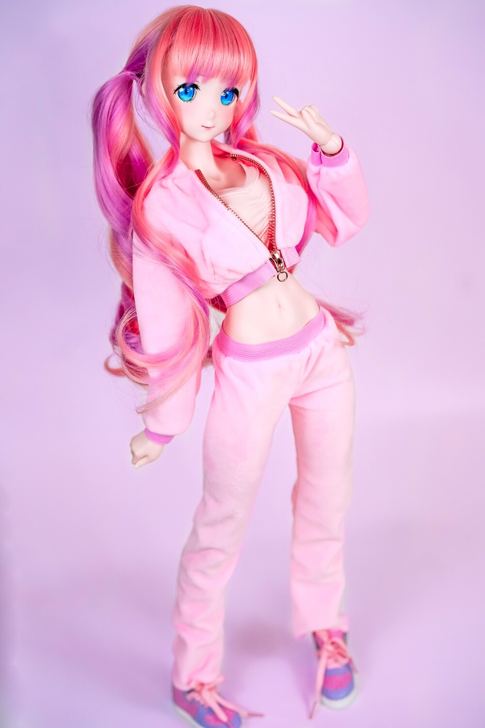 Pink Velour Jacket &amp; Pants Set