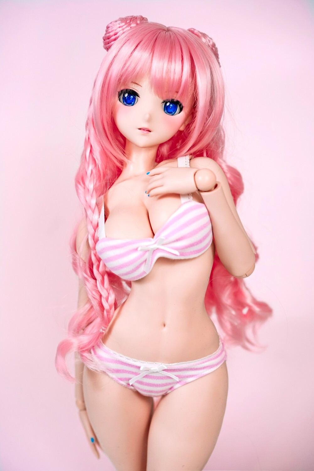 Basic Bra &amp; Panties Set - Pink Striped