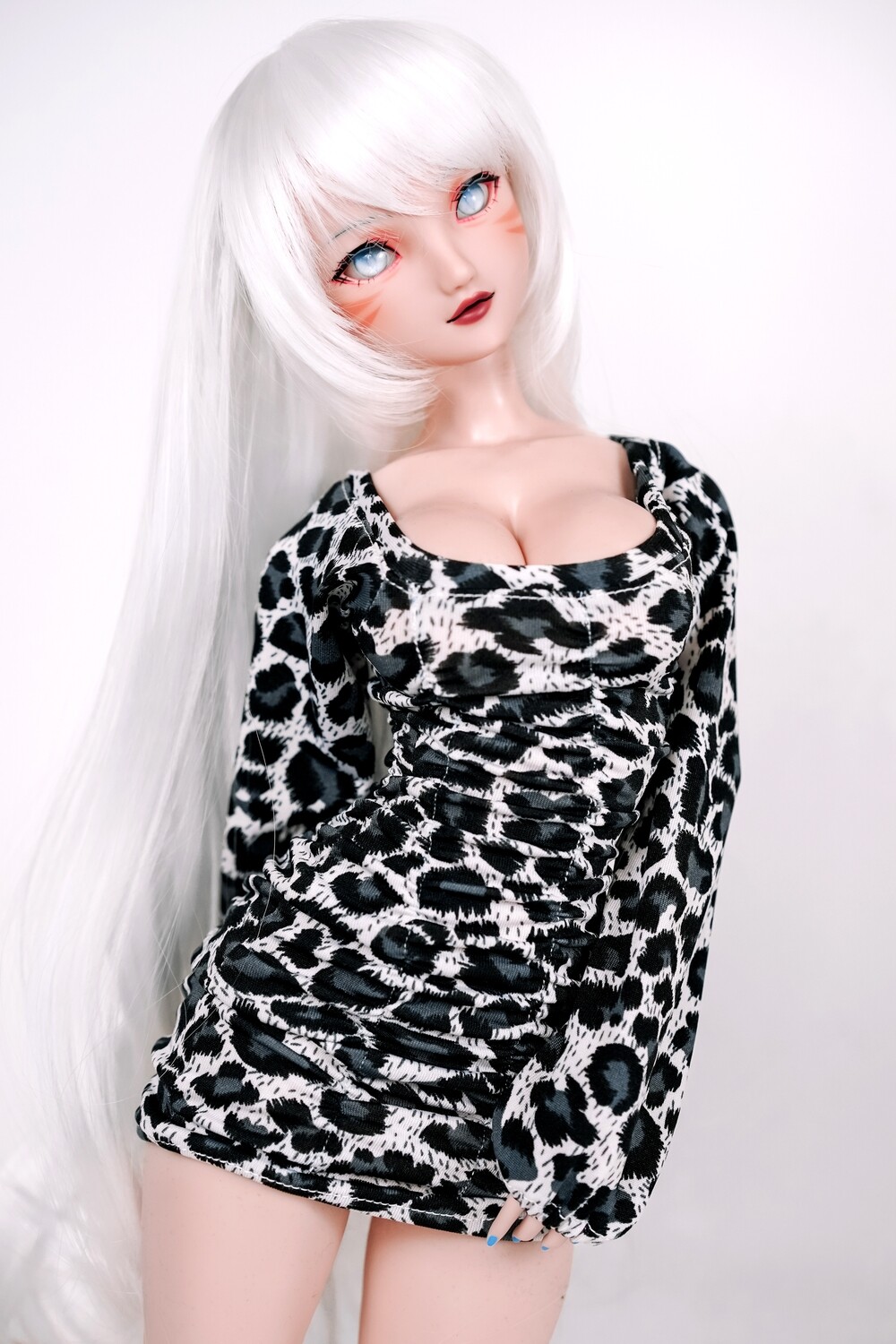 Shirred Bodycon Dress - White Leopard Shirred Bodycon Dress - White Leopard
