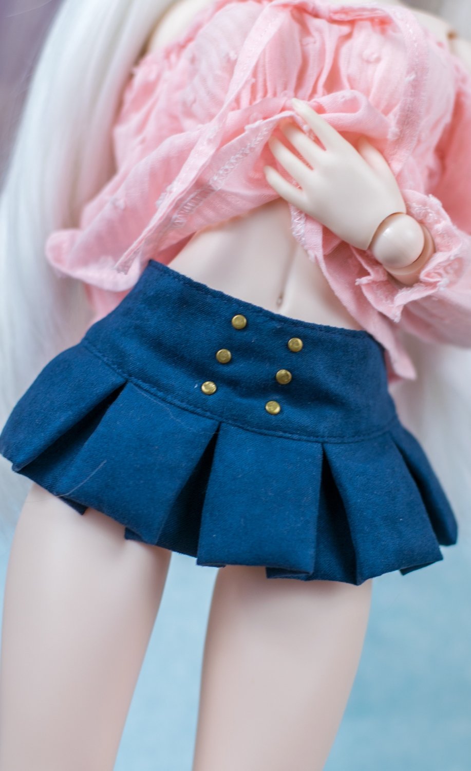 Suede Box Pleated Skirt - Navy Suede Box Pleated Skirt - Navy