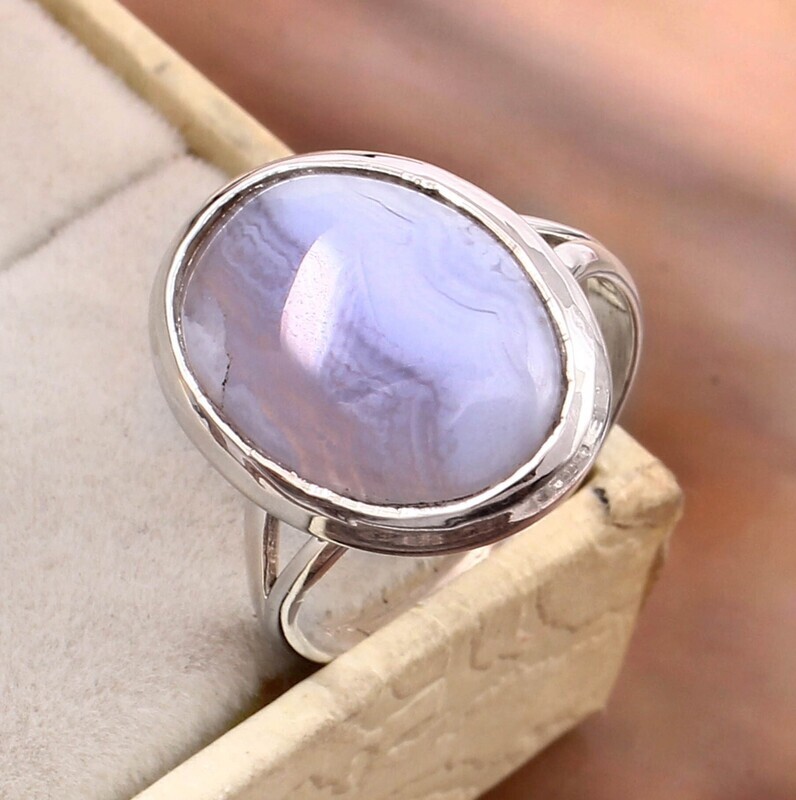 Blue Lace Agate Oval Ring