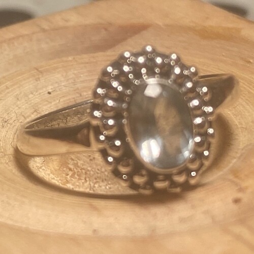 Blue Topaz Oval Dots Ring