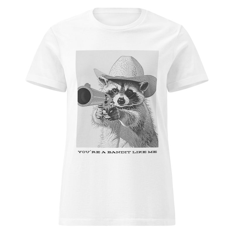 &quot;Cowboy Like Me Raccoon&quot; Women’s basic softstyle t-shirt