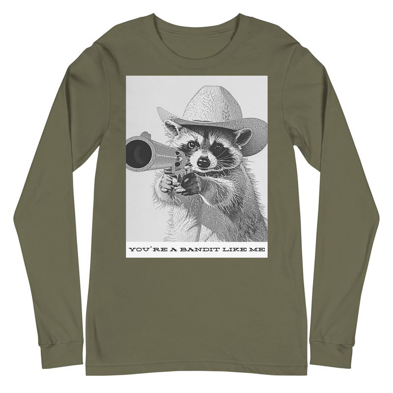 &quot;Cowboy Like Me Raccoon&quot; Unisex Long Sleeve Tee