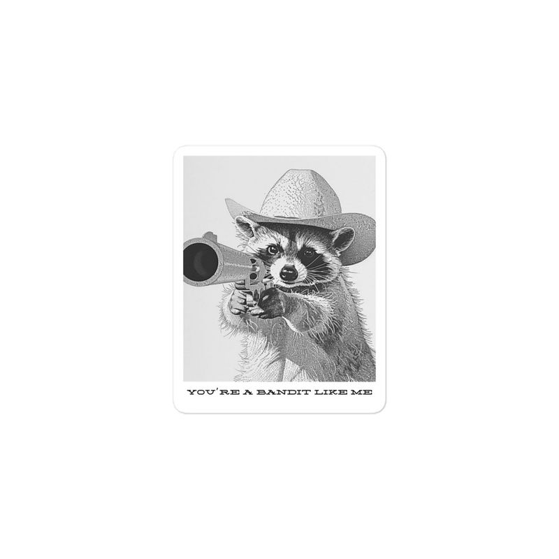 &quot;Cowboy Like Me Raccoon&quot; Bubble-free stickers