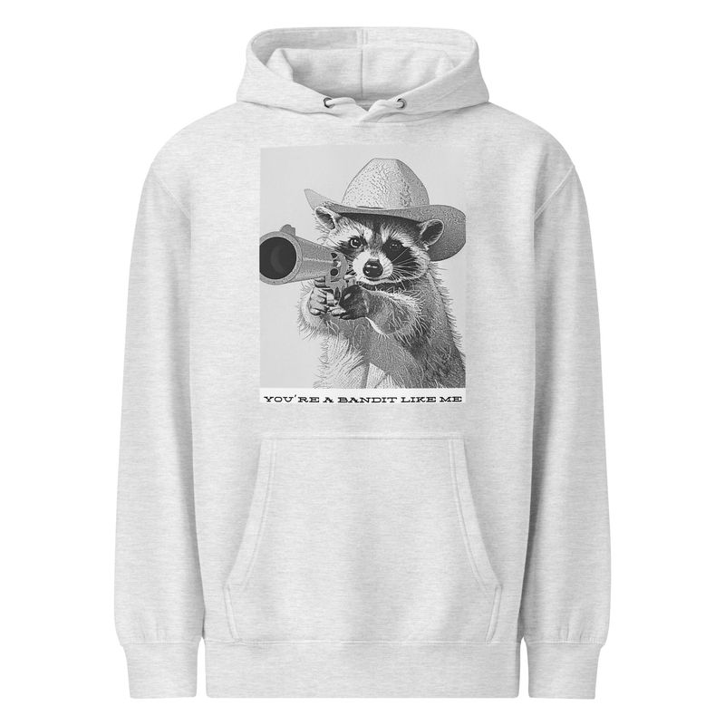 &quot;Cowboy Like Me Raccoon&quot; Unisex premium mid-weight hoodie