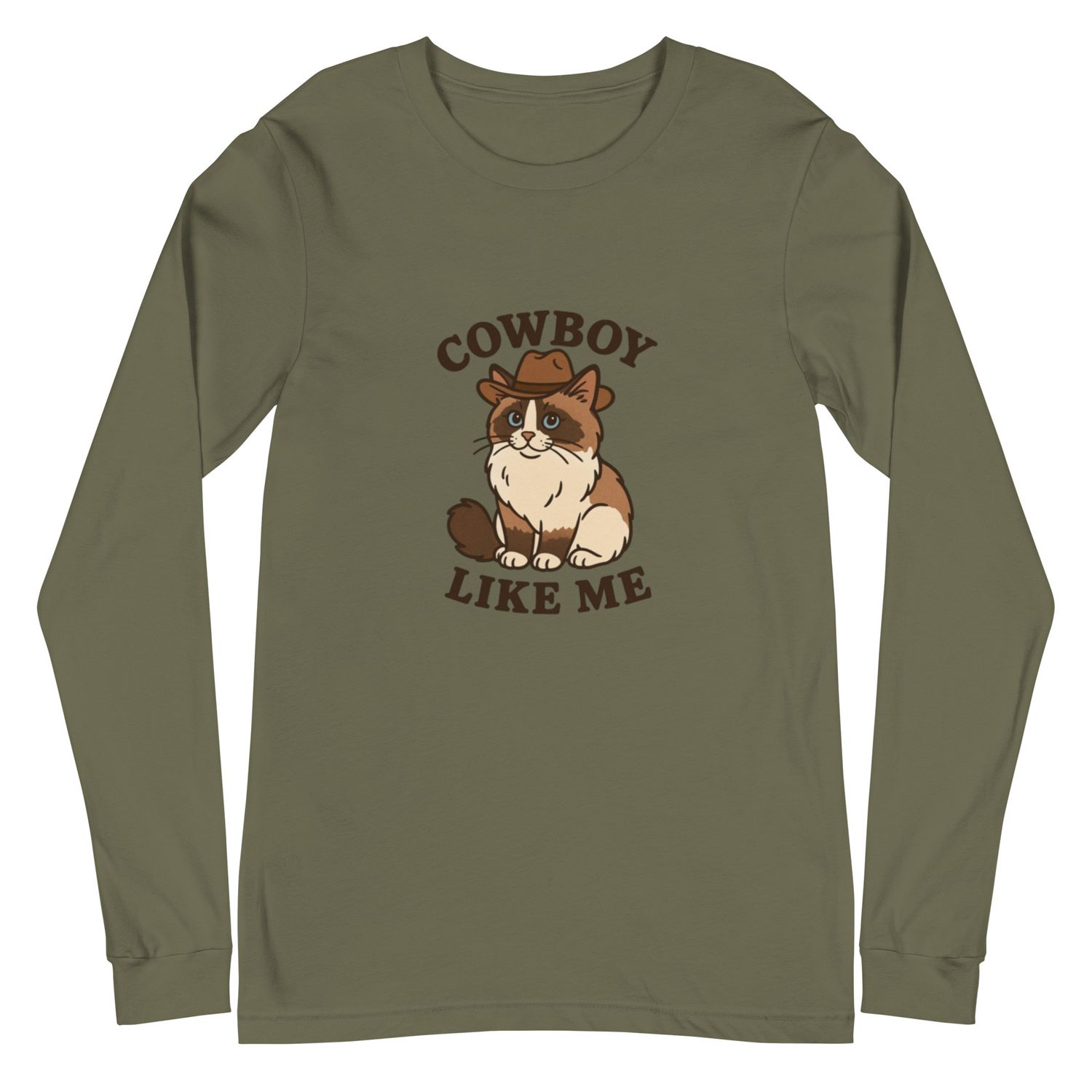 &quot;Cowboy Like Me Cat&quot; Unisex Long Sleeve Tee