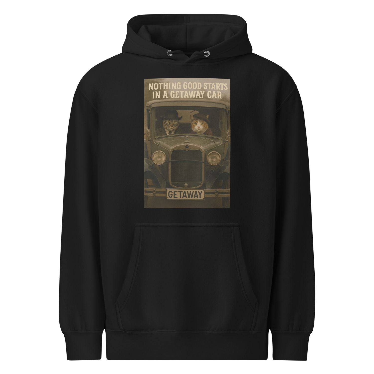 &quot;Getaway Car x Bonnie and Clyde Cats&quot; Unisex premium mid-weight hoodie