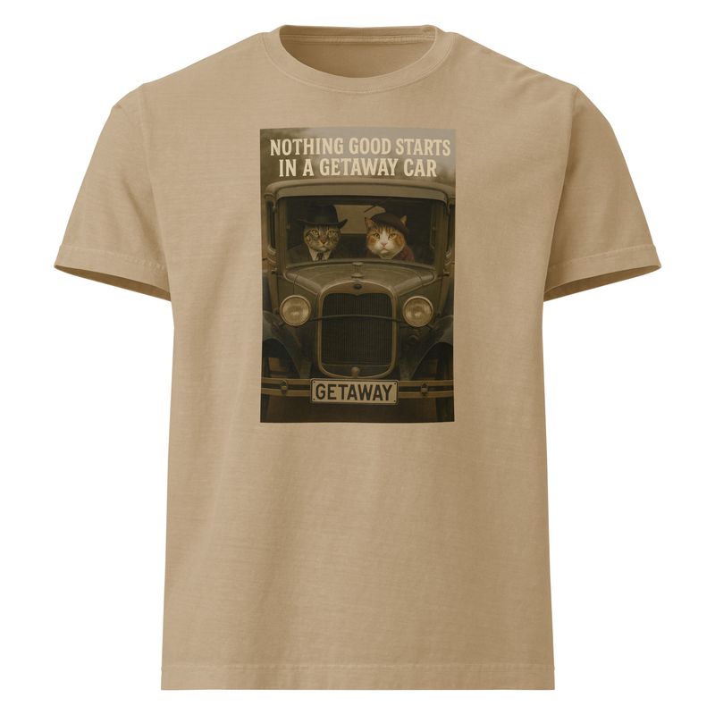 &quot;Getaway Car x Bonnie and Clyde Cats&quot; Unisex oversized t-shirt