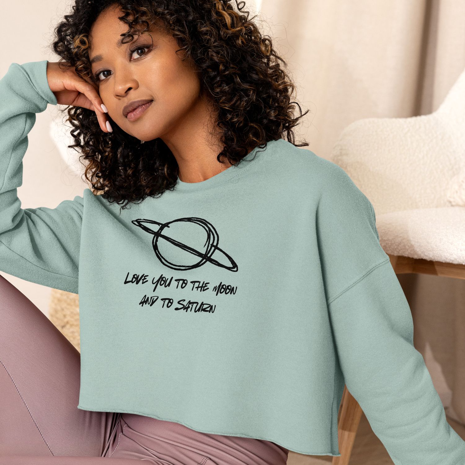 &quot;To Saturn&quot; Crop Sweatshirt