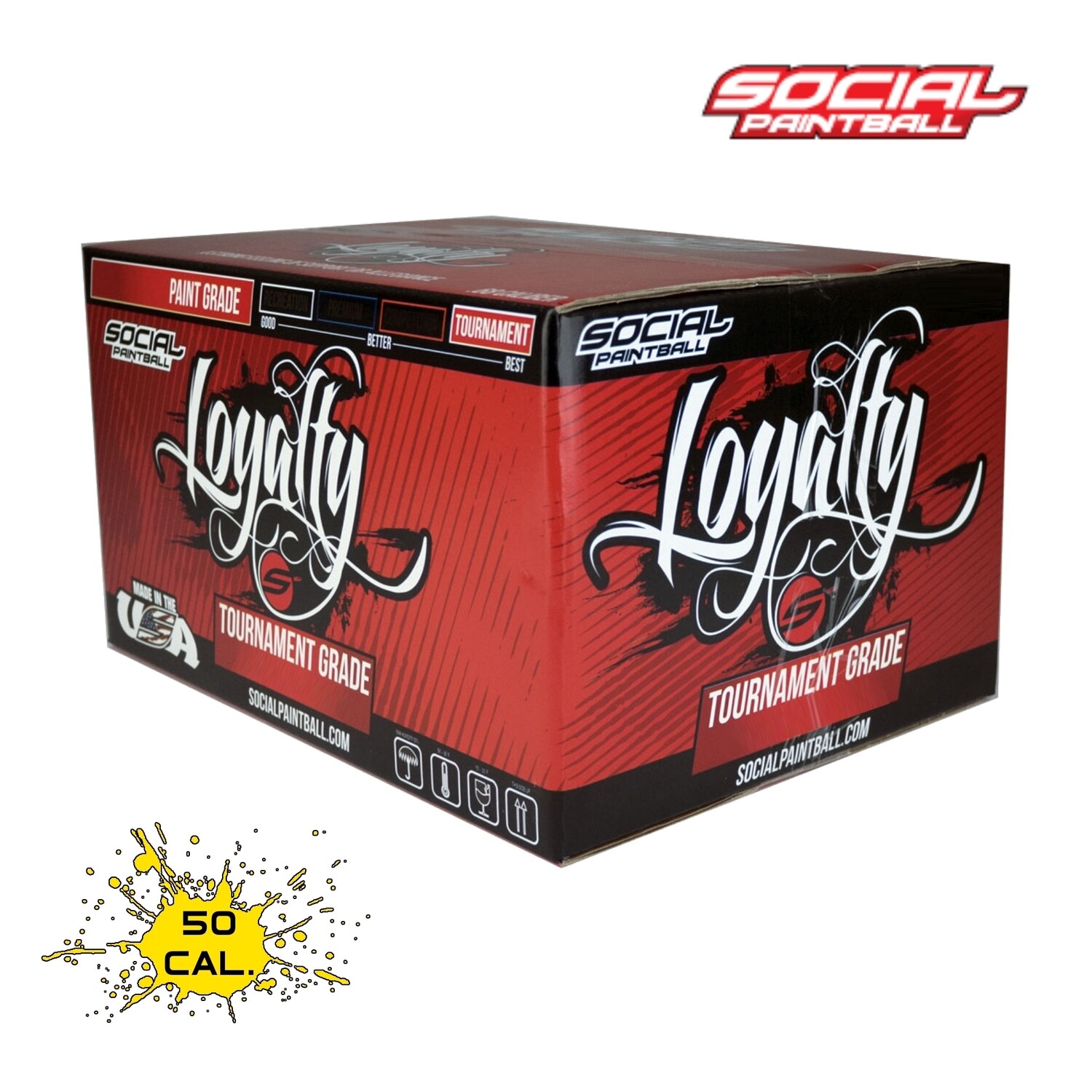 Social Paintball Loyalty Pro .50 cal Paintballs - Case of 4000 Rds - Yellow Fill