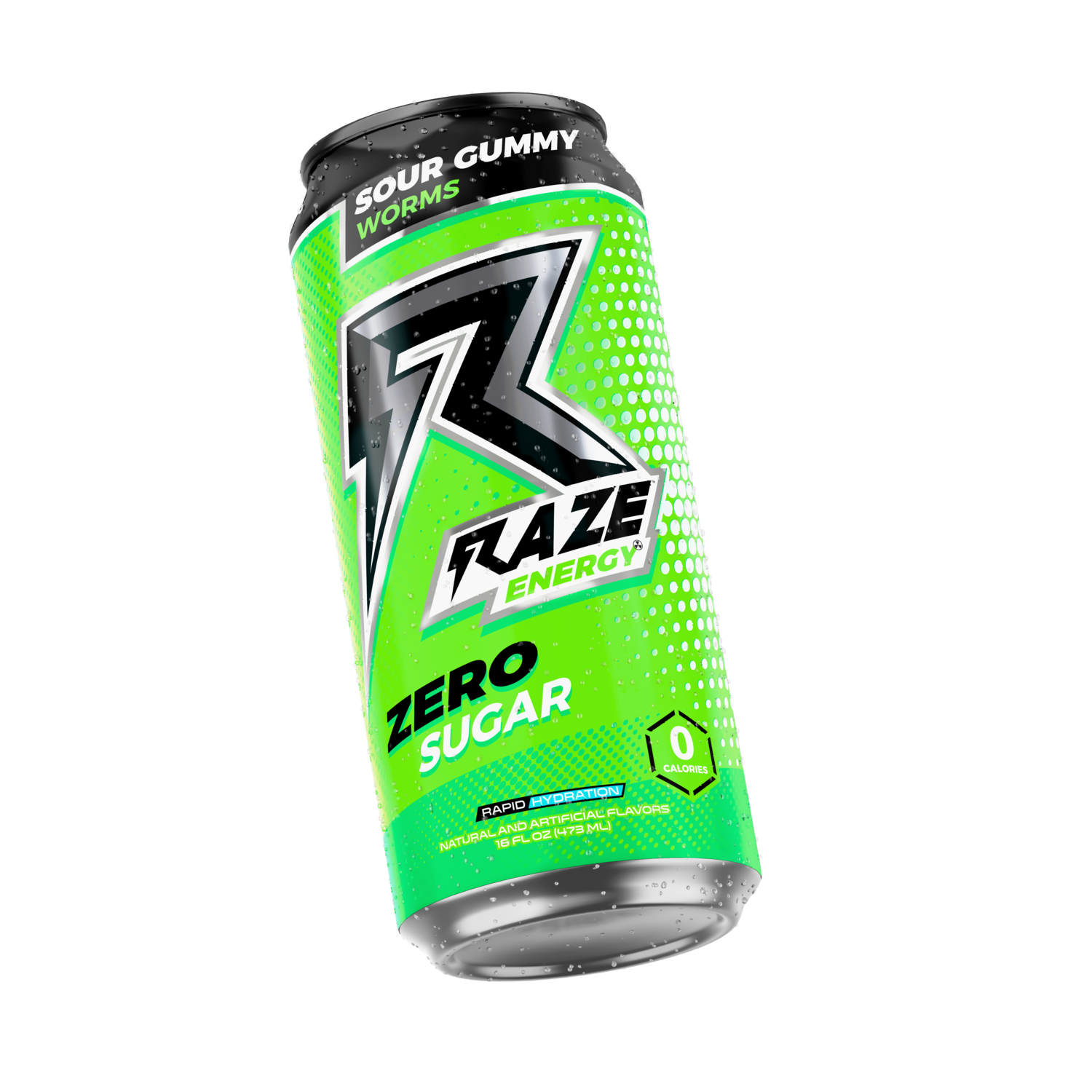 Raze Energy - Sour Gummy Worms 16oz. (One Can)