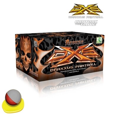 DXS Bronze .68 cal Paintballs - Case of 2000 Rds - Red/Grey Shell - Yellow