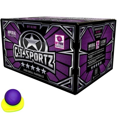G.I. Sportz 5-Star .68 cal Paintballs - Case of 2000 Rds - Imperial/Imperial Shell - Yellow Fill