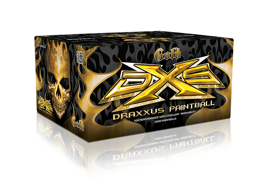 DXS Gold .68 cal Paintballs - Case of 2000 Rds - Gold Shell - Yellow Fill