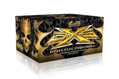 DXS Gold .68 cal Paintballs - Case of 2000 Rds - Gold Shell - Yellow Fill