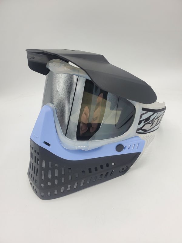 JT Proflex Custom Build Mask - ICE Series Milky Clear Frame / Aquamarine &amp; Black Skirt / Chrome Lens / DLE Tar Sky Strap