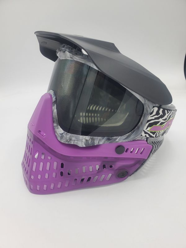 JT Proflex Custom Build Mask - Marble Series Grey Frame / Amethyst ICE Skirt / Smoke Lens / DLE Tiger Retro Strap
