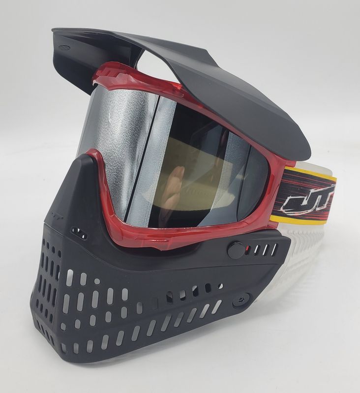 JT Proflex Custom Build Mask - Birthstone ICE Ruby Frame / Black Skirt / Chrome Lens / DLE OG Race - Heat Strap