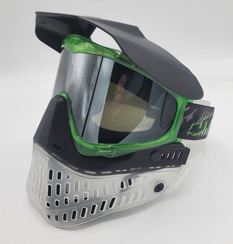 JT Proflex Custom Build Mask - Birthstone ICE Peridot Frame / Clear Skirt / Chrome Lens / DLE Return Green