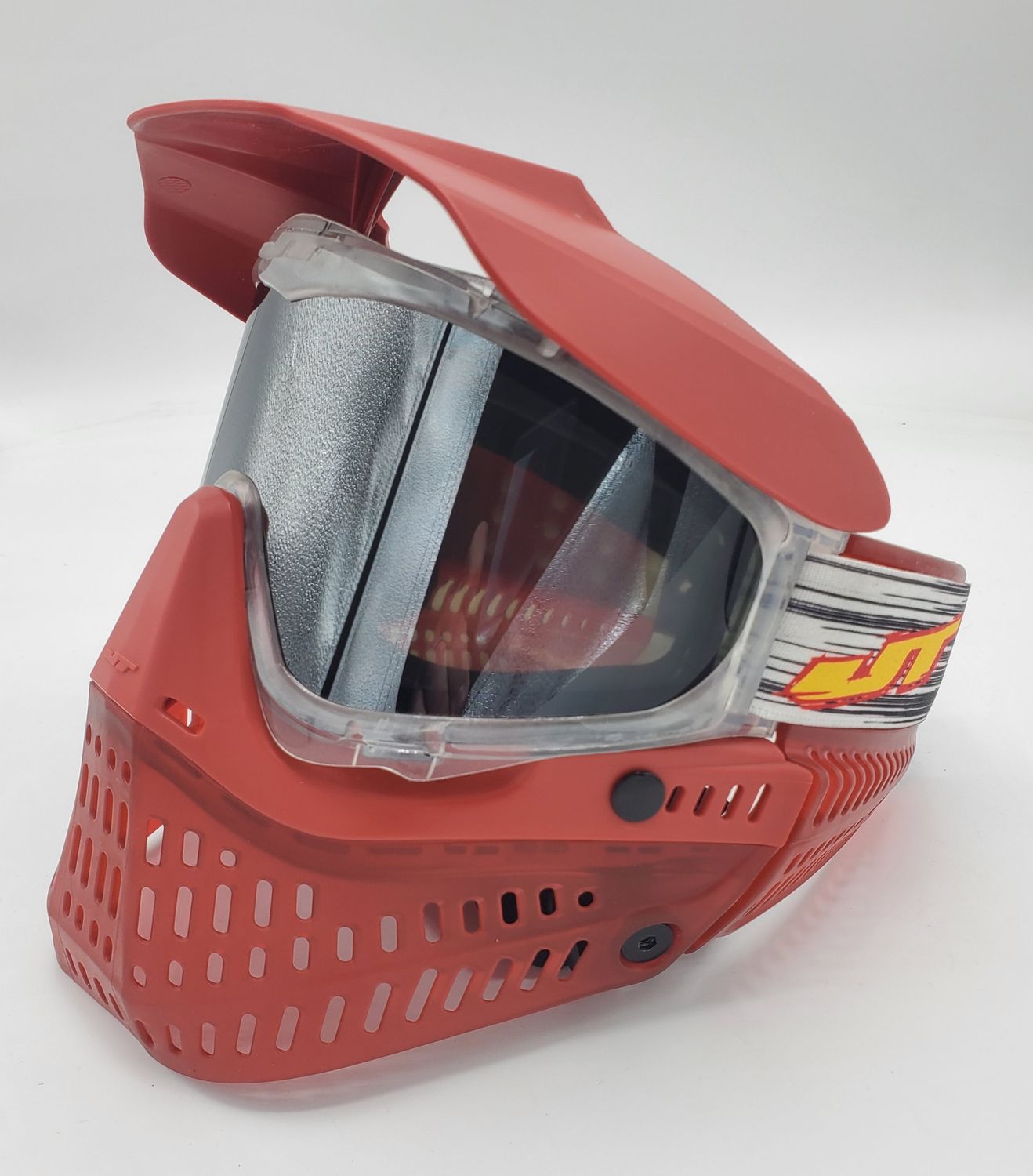 JT Proflex Custom Build Mask - ICE Series Clear Frame / Birthstone Garnet Skirt / Chrome Lens / DLE Sunfire Strap