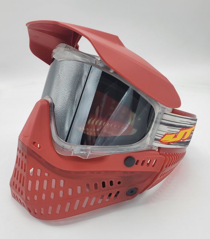 JT Proflex Custom Build Mask - ICE Series Clear Frame / Birthstone Garnet Skirt / Chrome Lens / DLE Sunfire Strap