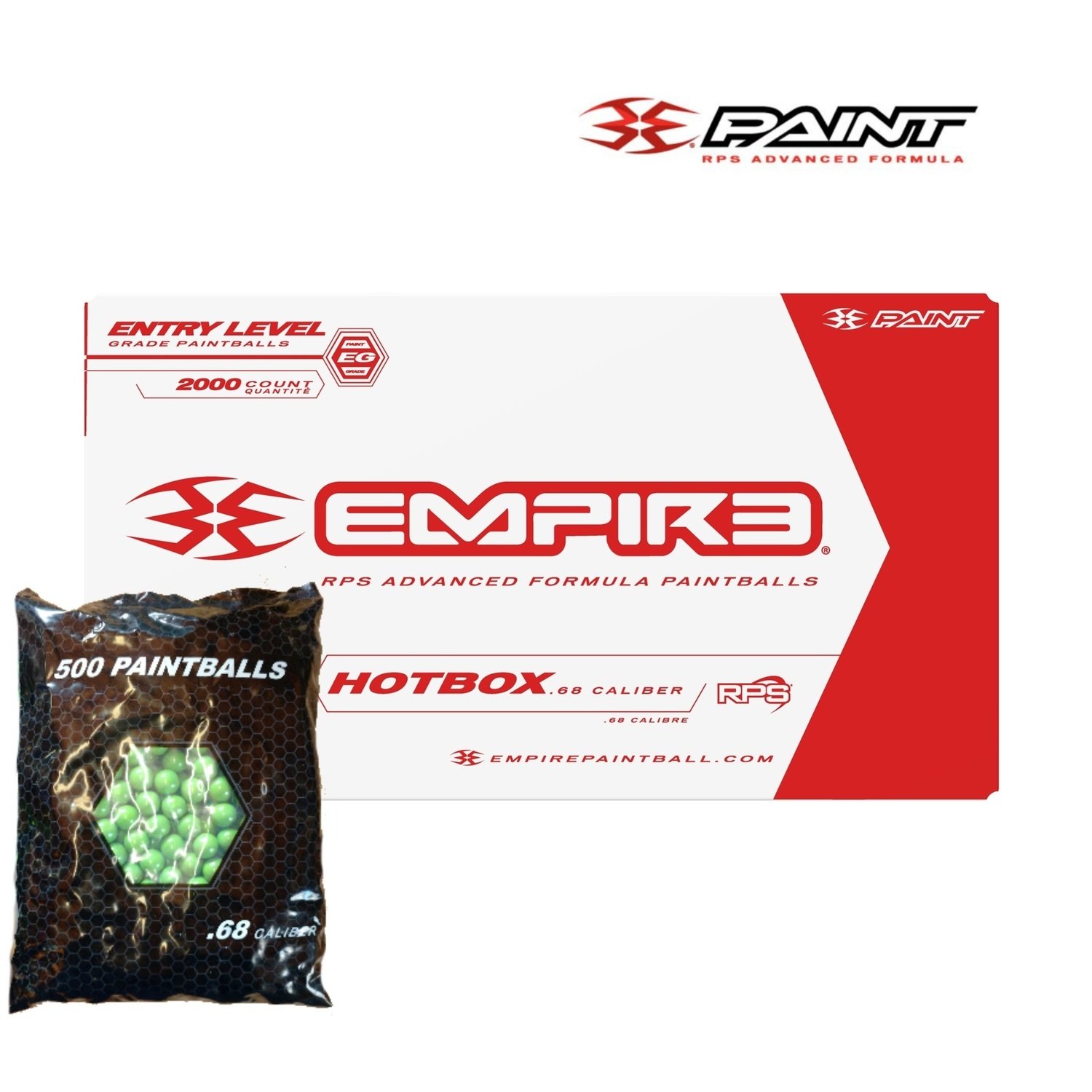 Empire Hot Box .68 cal Paintballs - Case of 2000 Rds - Yellow Fill