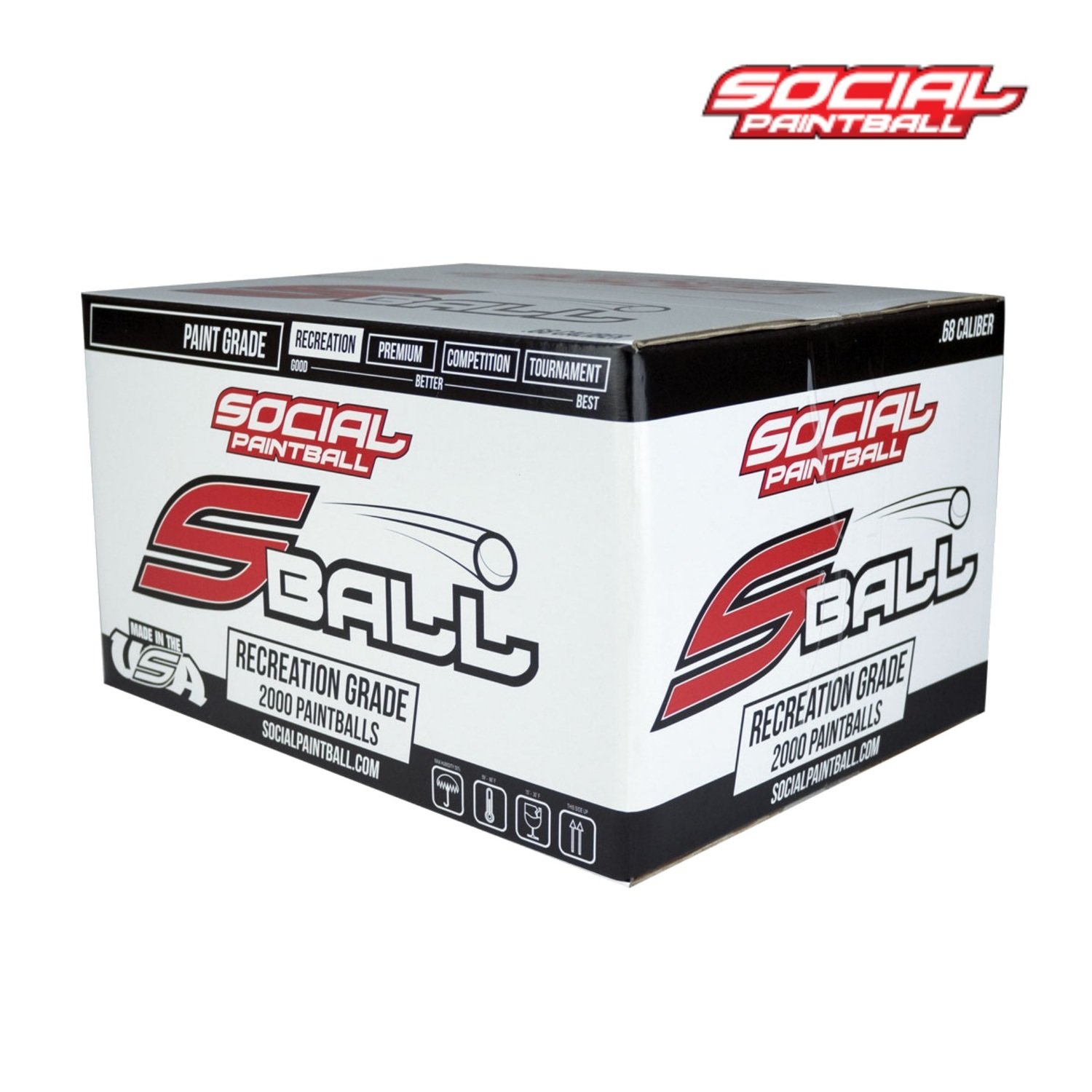 Social Paintball S Ball .68 cal Paintballs - Case of 2000 Rds - Yellow Fill
