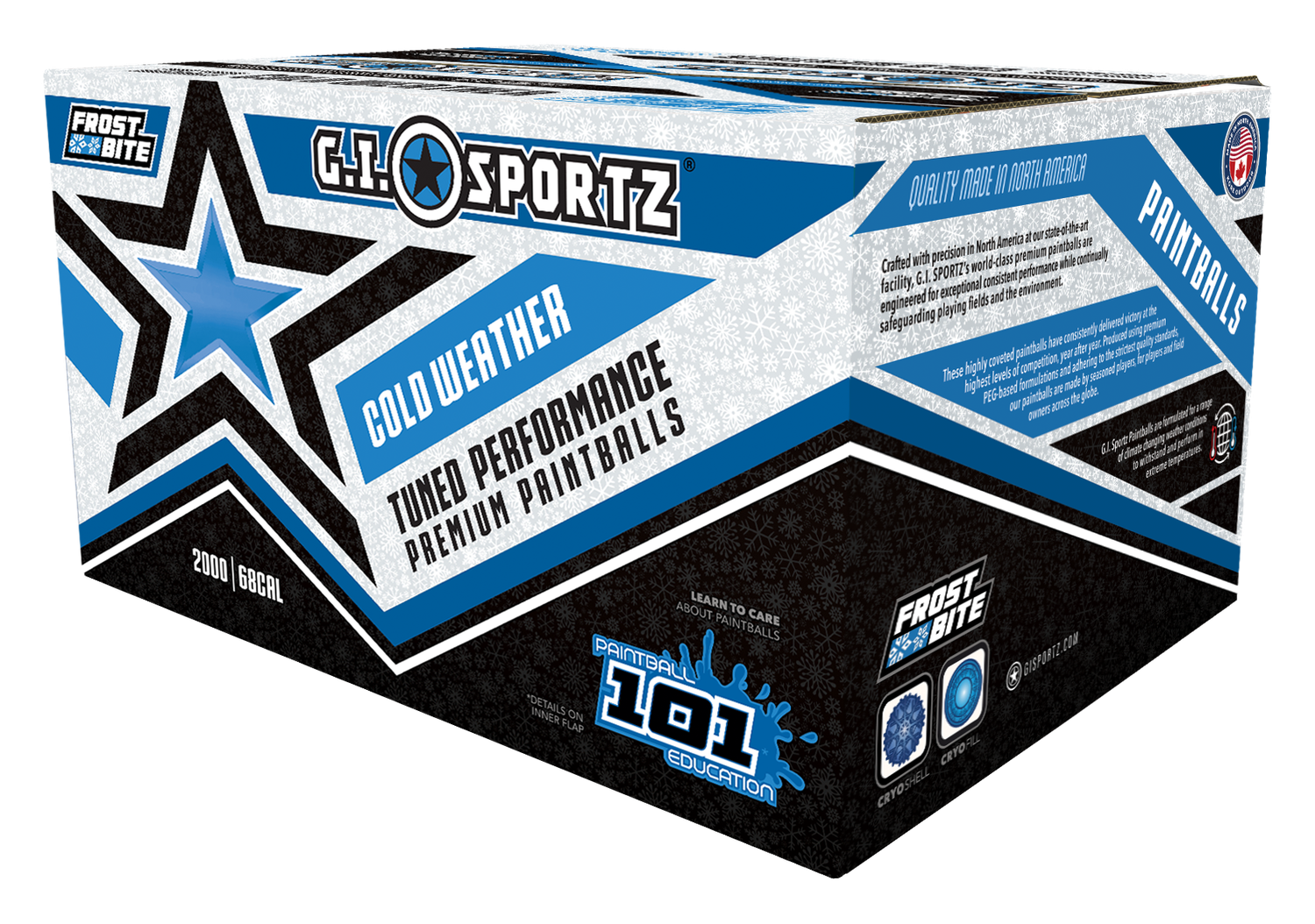 G.I. Sportz Frostbite .68 cal Paintballs - Case of 2000 Rds - Orange Fill