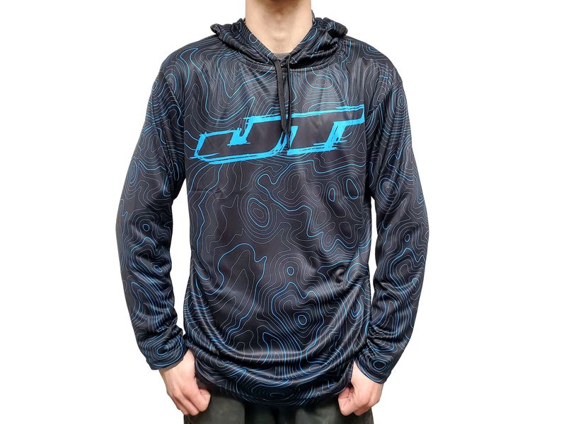 JT HOODIE - TOPOGRAPHIC CYAN - LARGE (DIMENSION LIMITED EDITION)