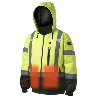 Pioneer Waterproof Heated Bomber Jacket, Hi-Viz Heated Safety Vest: V1210160U-Small - Yellow