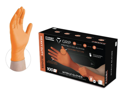 V Grip RDT Orange Nitrile PF Gloves